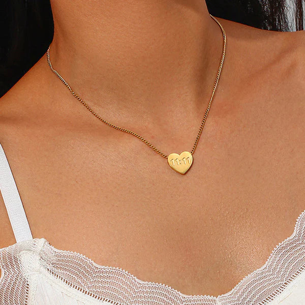 11:11 Heart Themed Angel Make a Wish - Necklace