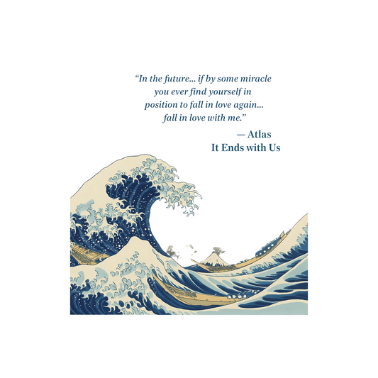 The great wave off kanagawa with ATLAS quote black tote bag with zipper