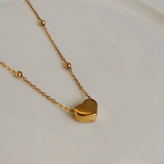 Anti Tarnish Heart Beaded - Necklace
