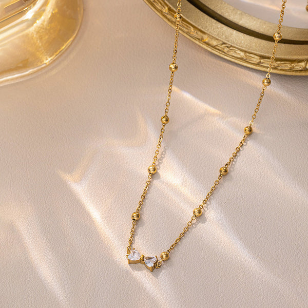 Anti Tarnish Dainty Bow Charm - Necklace