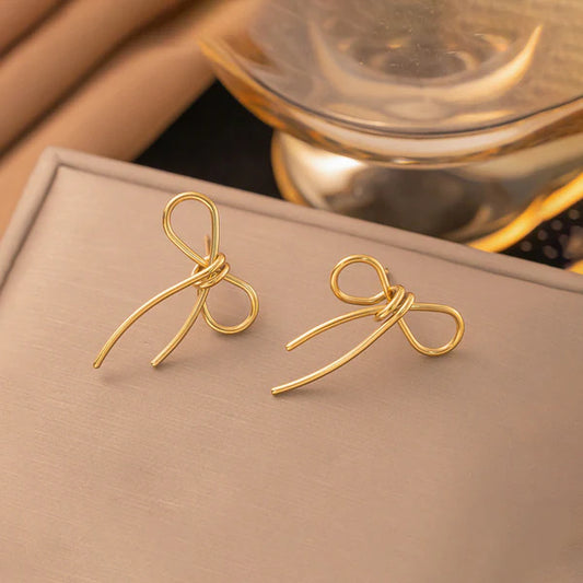 Anti Tarnish Bow Stud - Earrings