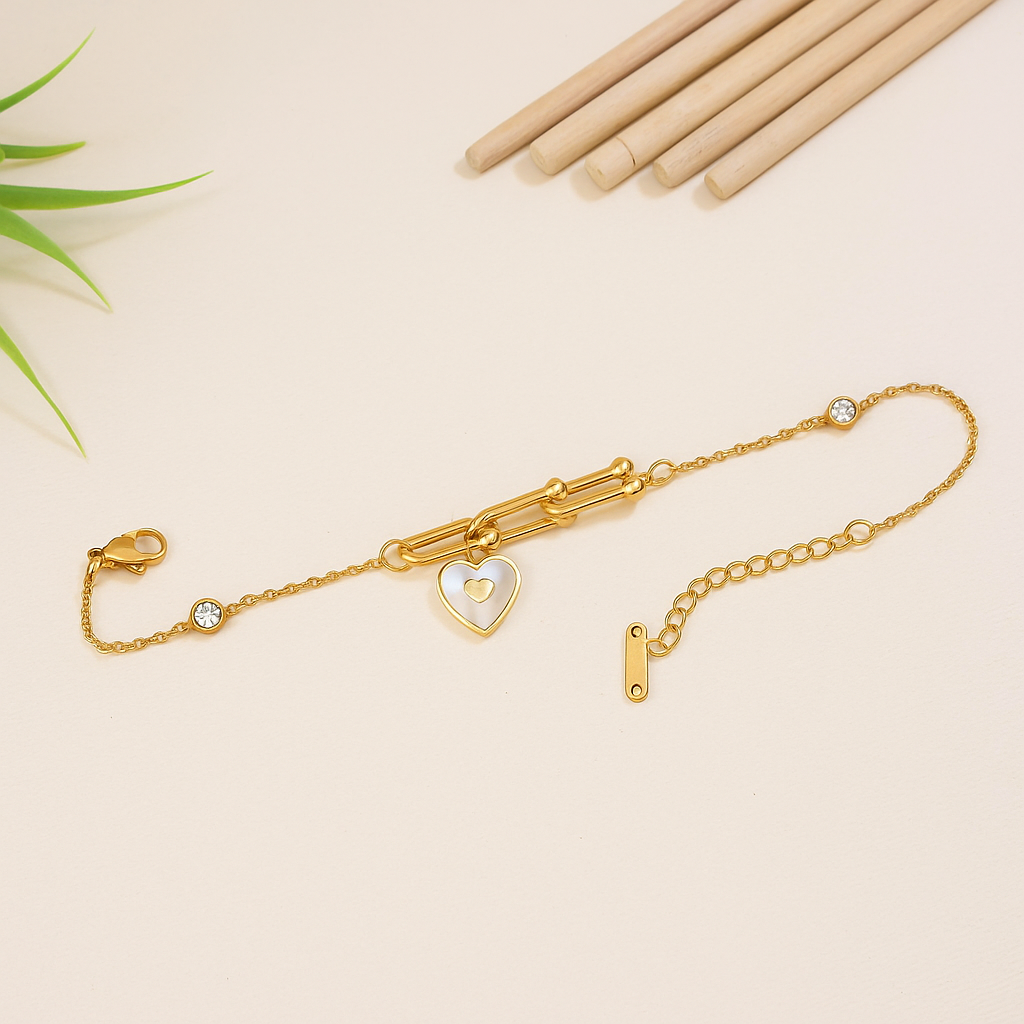 Golden Heart Link - Bracelet