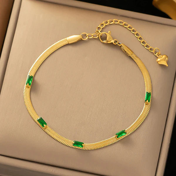Snake Chain Green Emerald - Bracelet