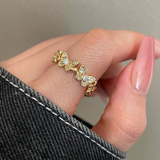 Anti Tarnish Butterfly Adjustable Finger - Ring