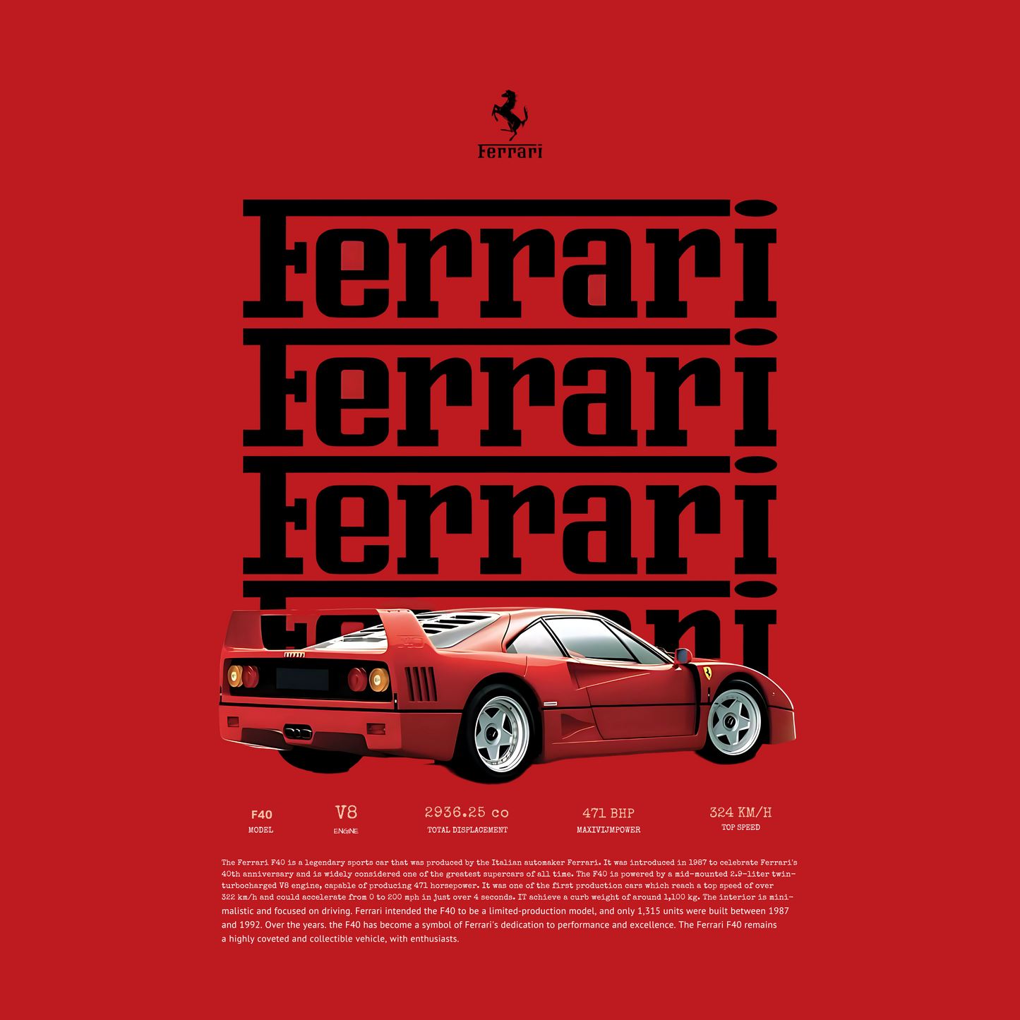 Ferrari F40 unisex oversized t-shirt
