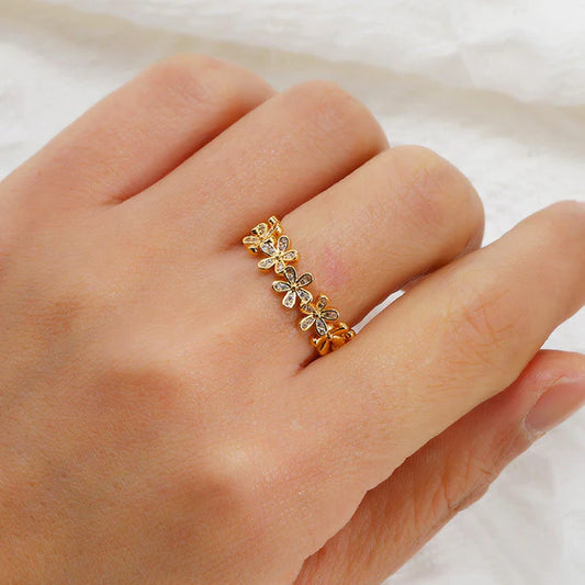 Anti Tarnish Floral Themed Adjustable - Ring