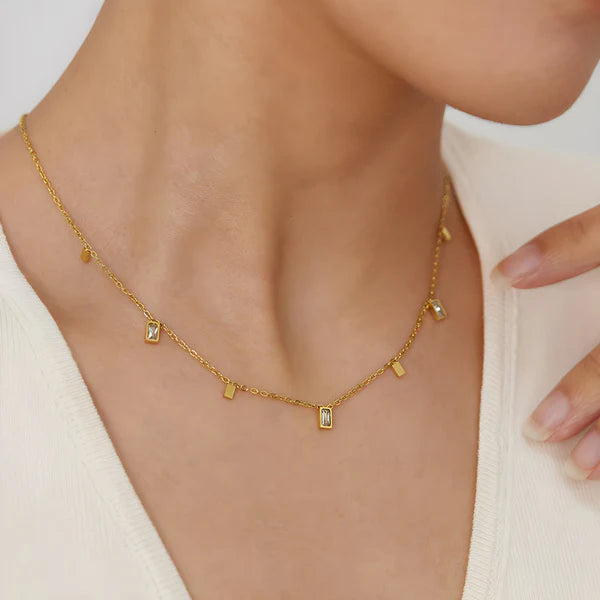 Toned Geometric Gold Plated - Necklace