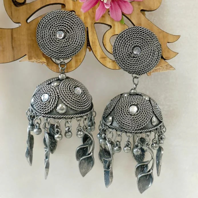 Afghani Oxidised Jhumka - Earrings