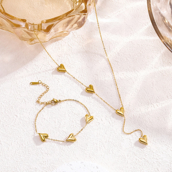 Heart Themed Jewellery(Necklace, bracelet) - Set