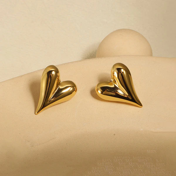 Heart Themed Gold Plated - Earrings