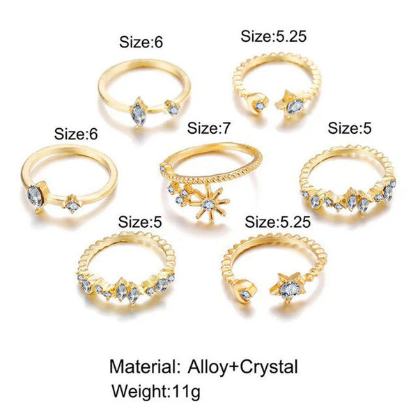 Stackable Moon-Star Set of 7 - Rings