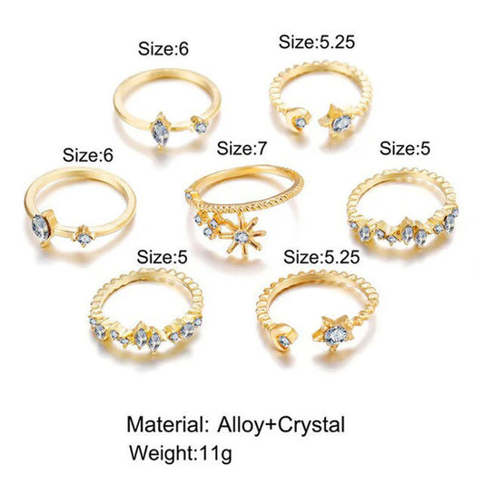 Stackable Moon-Star Set of 7 - Rings