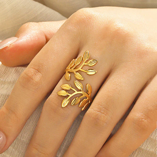 Anti Tarnish Leaf Themed - Ring
