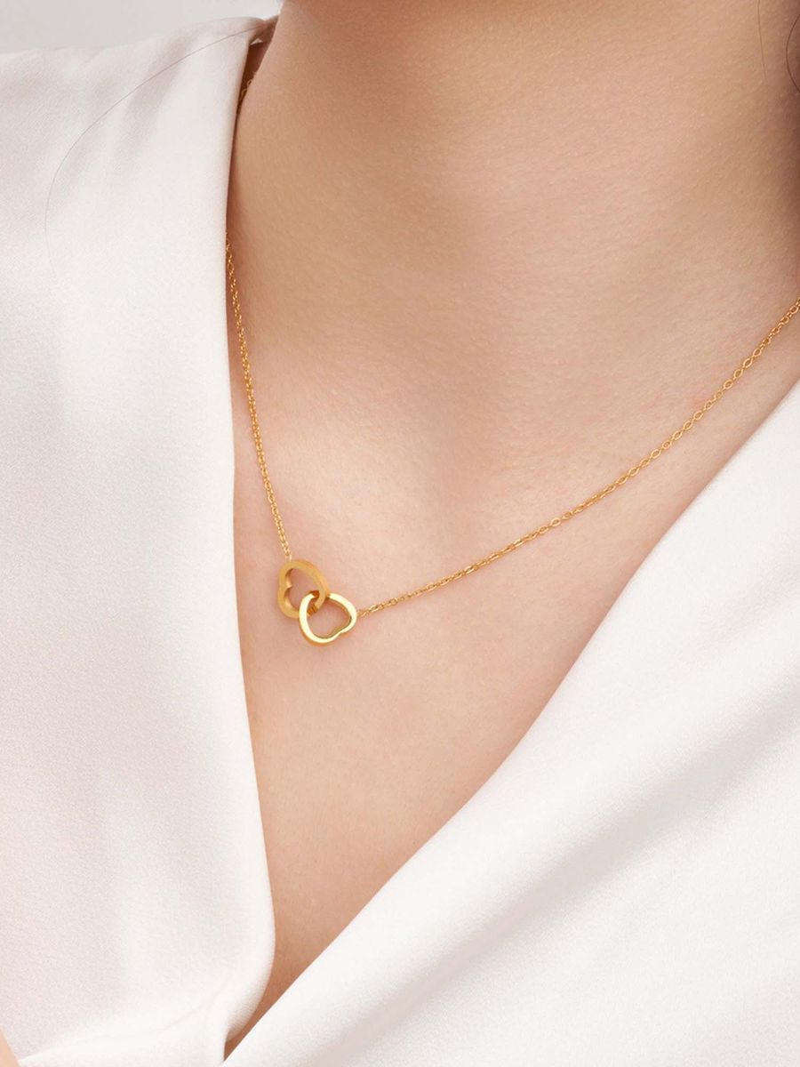 Anti Tarnish Joined Heart - Necklace