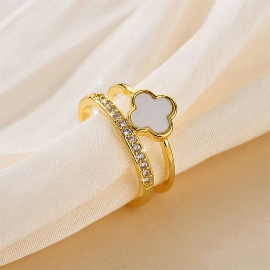 Anti Tarnish Steel Clover Themed - Ring