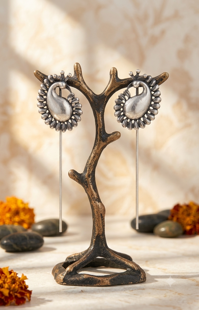 Rounded Peacock Earcuff