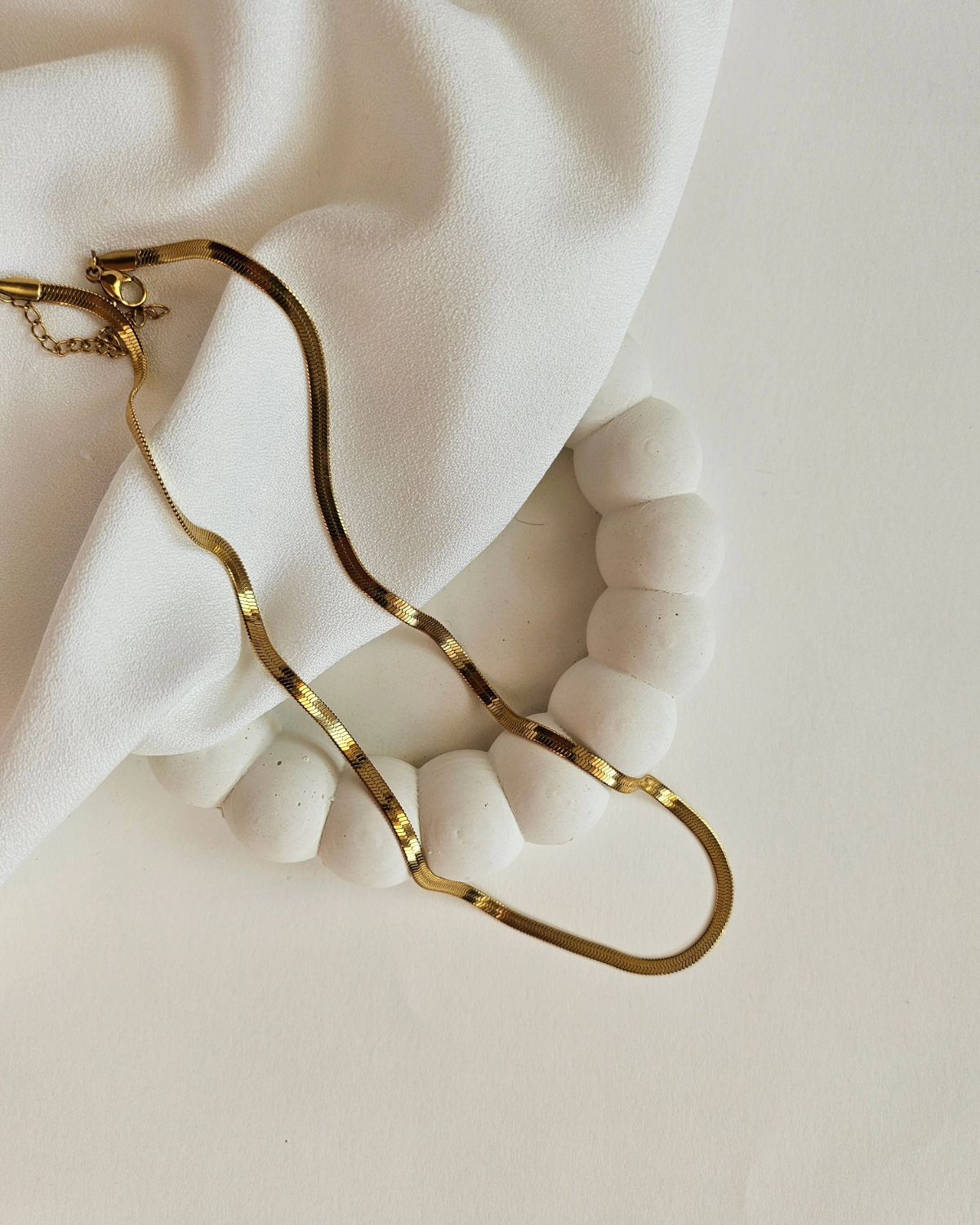 Anti Tarnish Simple Flat Snake Chain - Necklace