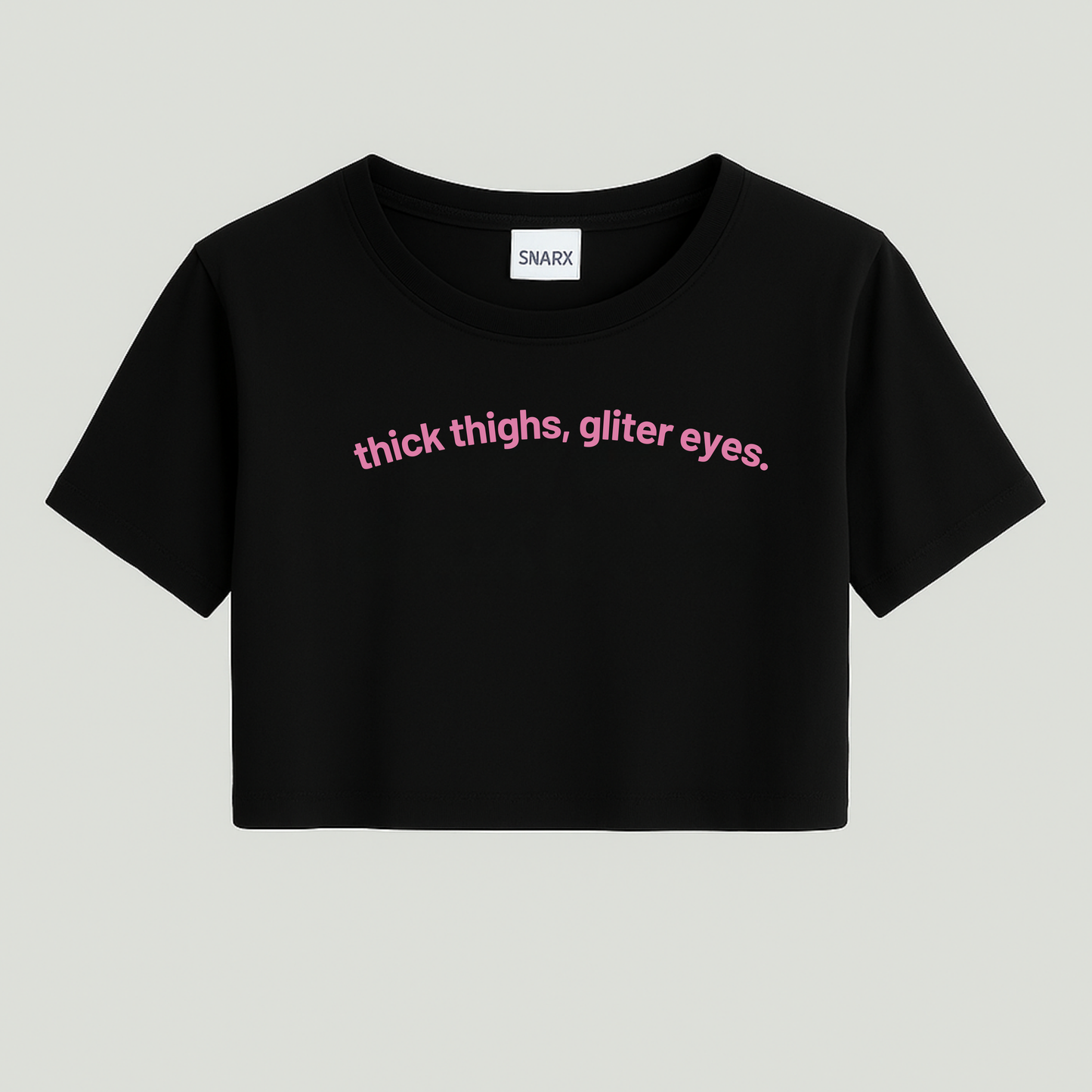 Thick thighs, glitter eyes crop top