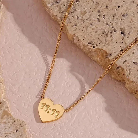 11:11 Heart Themed Angel Make a Wish - Necklace