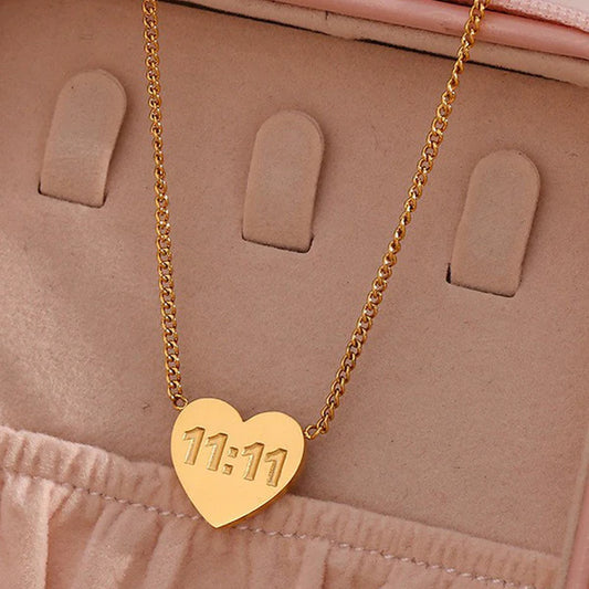 11:11 Heart Themed Angel Make a Wish - Necklace
