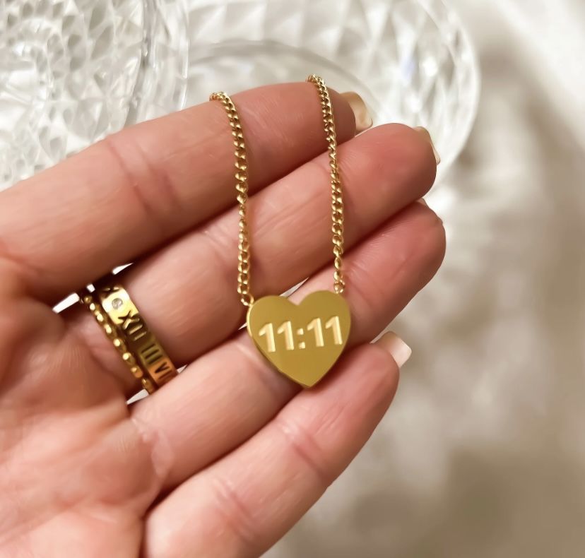 Anti Tarnish 11:11 Heart - Necklace