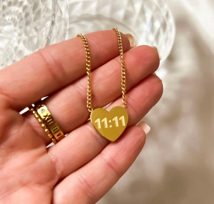 Anti Tarnish 11:11 Heart - Necklace