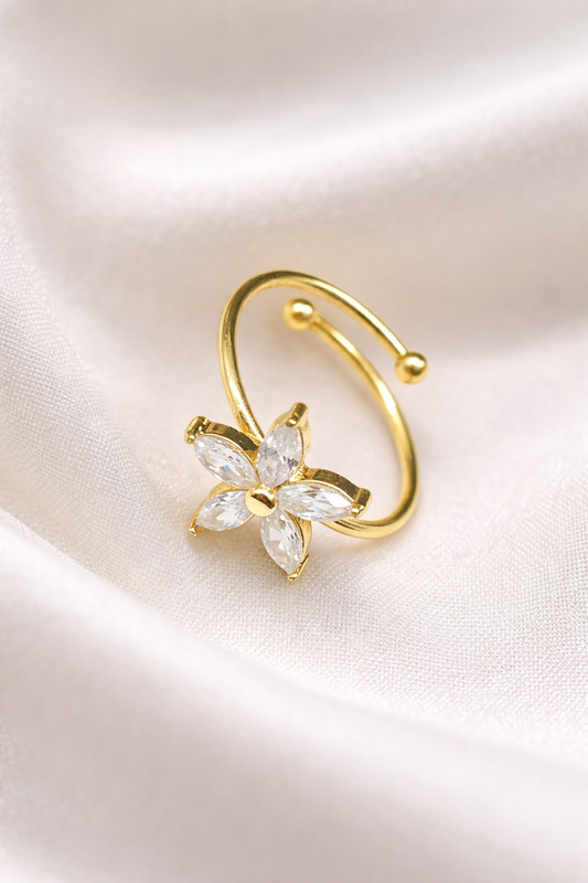 Anti Tarnish Adjustable Flower - Ring