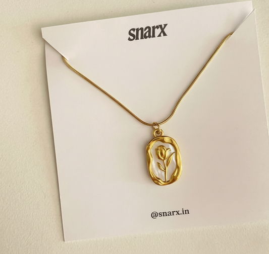 Anti Tarnish White Rose - Necklace