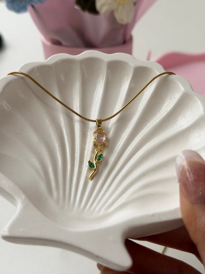 Pink Tulip Necklace
