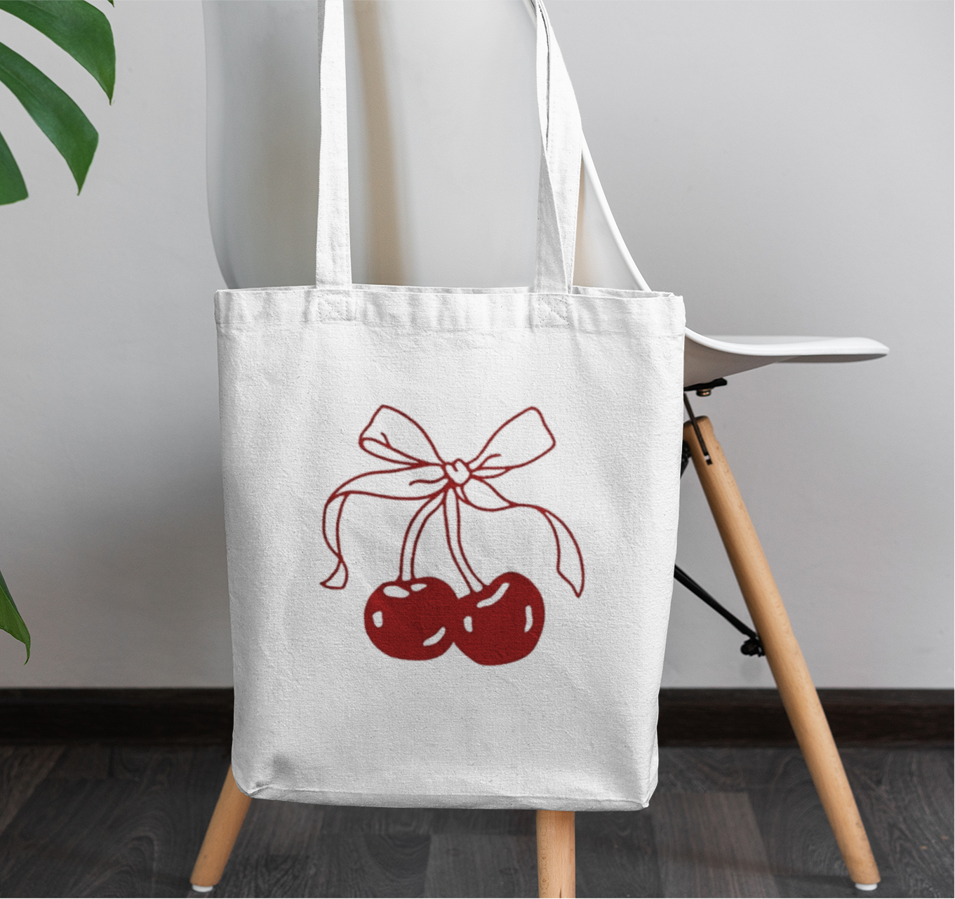 Cherry tote bag zipper
