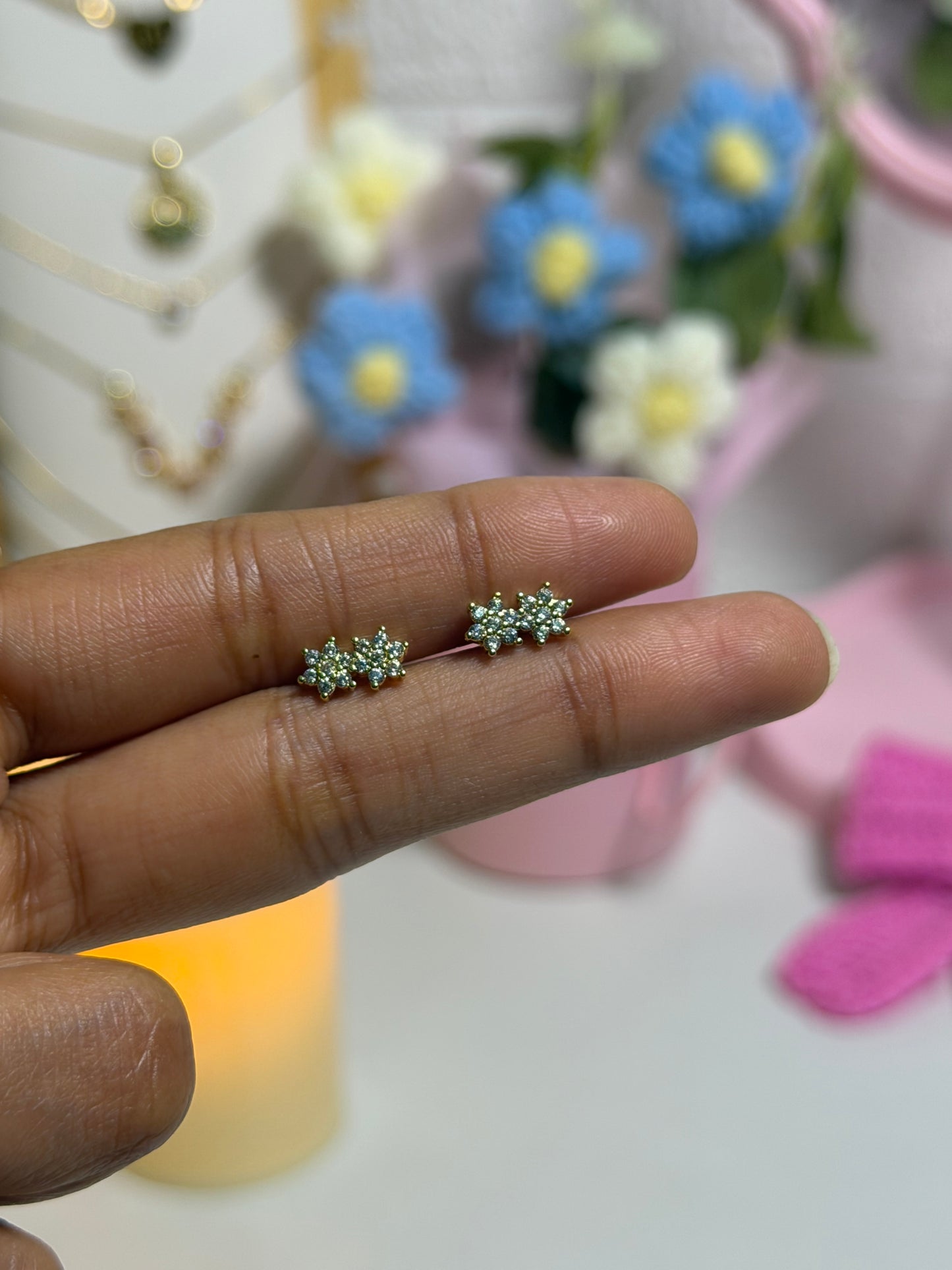 Twin Flower Ball Back Studs