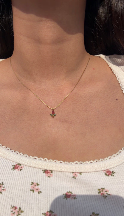 Red Tiny Tulip Necklace