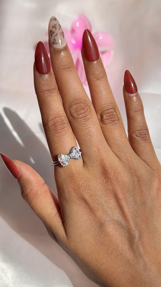Bow Silver Adjustable Ring