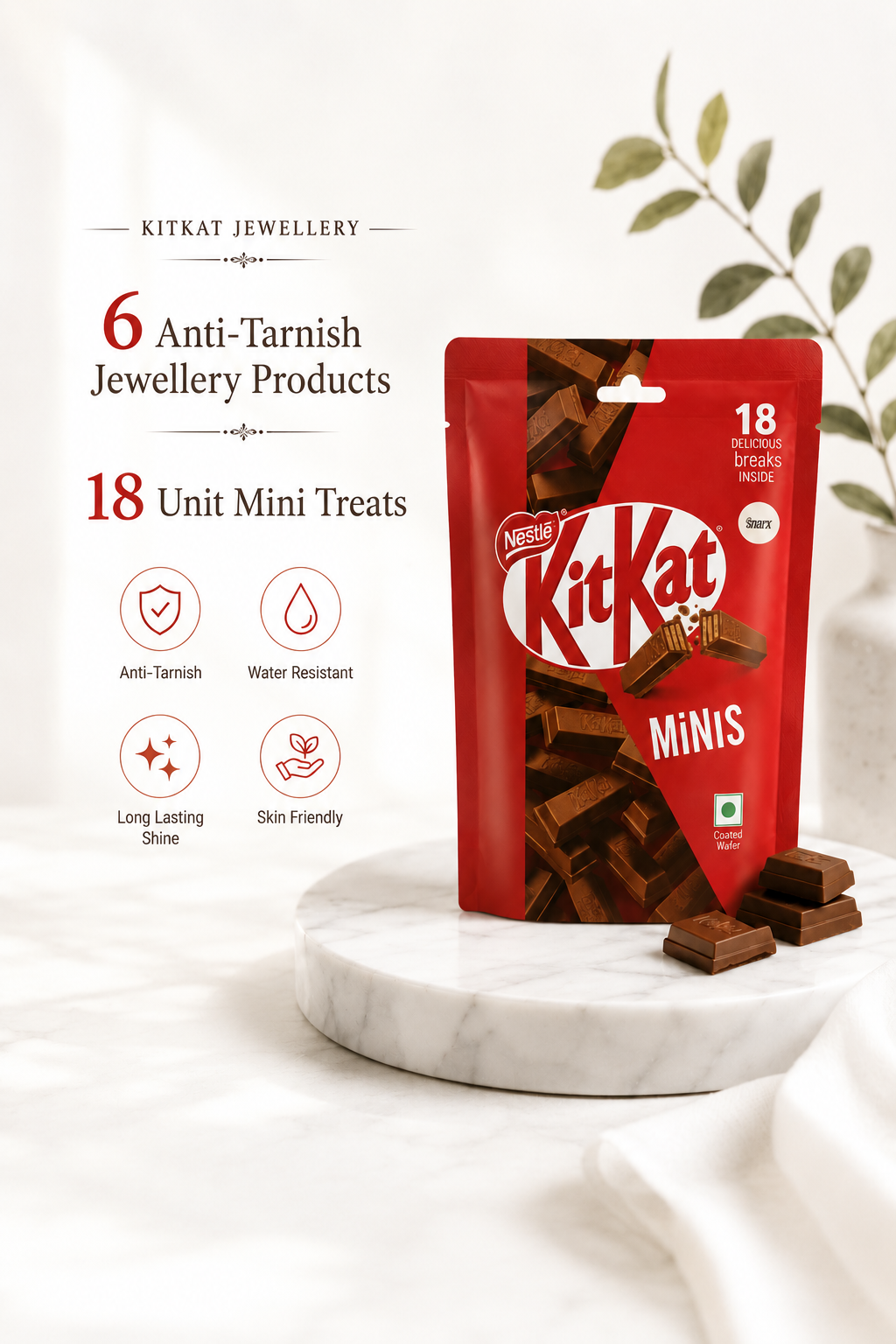 Kitkat Jewelry (6 Anti-Tarnish Jewelry and 18 units chocolate)