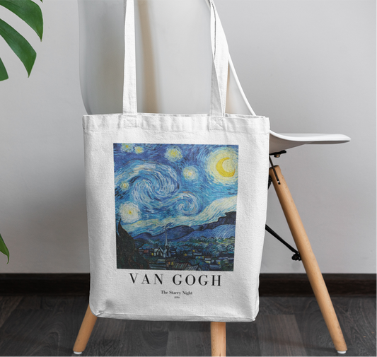 Vincent van gogh starry nights tote bag with zipper