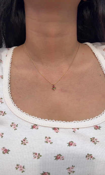 Rosy Tiny Tulip Necklace