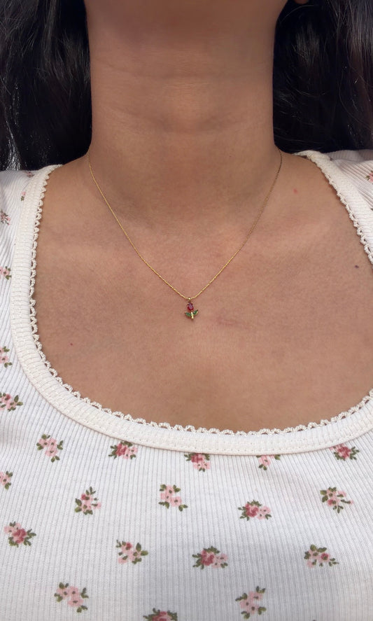 Rosy Tiny Tulip Necklace