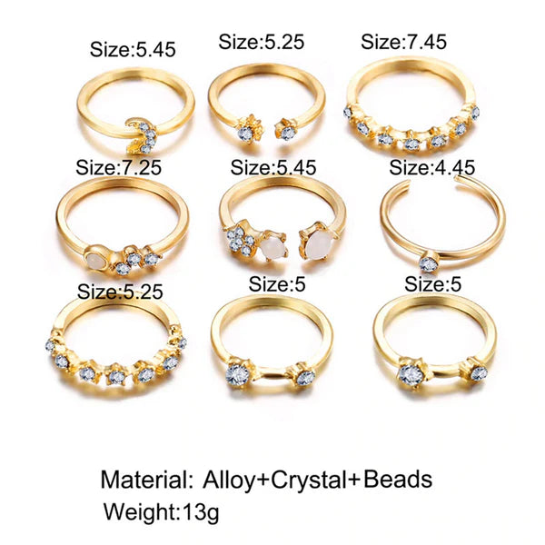Set of 9 Galaxy Stackable Finger - Rings