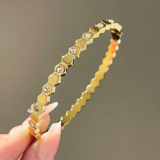 Anti Tarnish Honeycomb Bangle - Bracelet