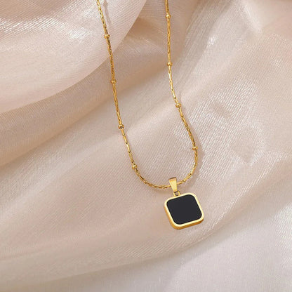 Anti Tarnish Black Geometric - Necklace