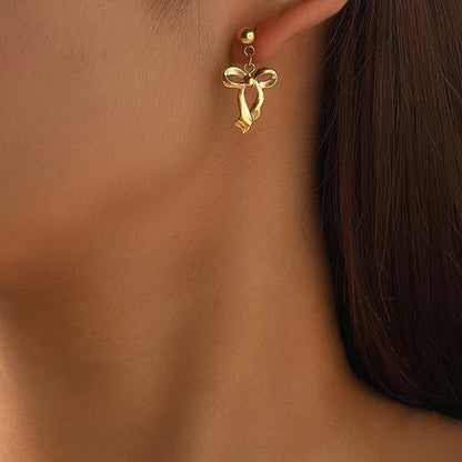 Anti Tarnish Bow Drop - Earrings
