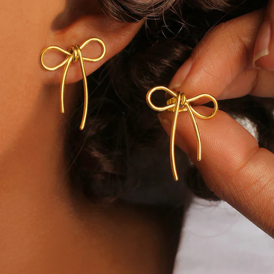 Anti Tarnish Bow Stud - Earrings