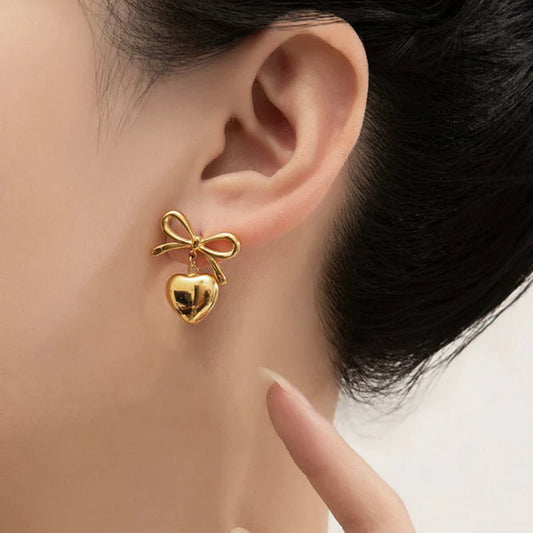 Bow-Heart Themed - Earrings