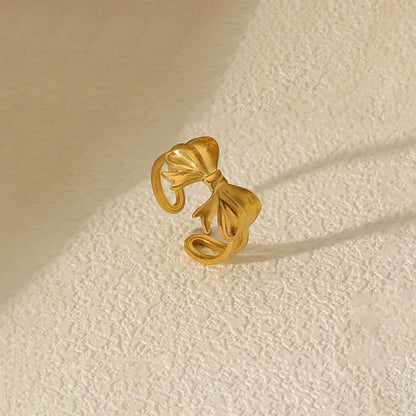 Anti Tarnish Minimal Bow - Ring