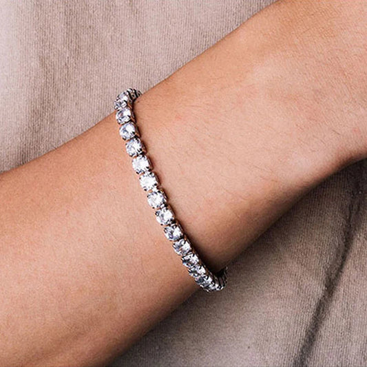 Cut Cubic Zirconia White Matrix Tennis - Bracelet
