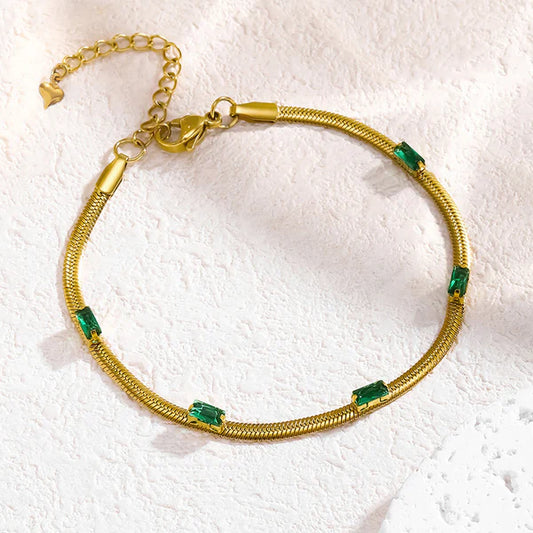 Snake Chain Green Emerald - Bracelet