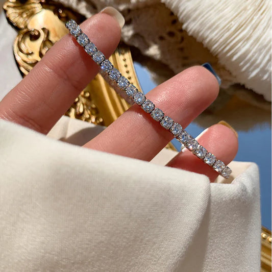 Cut Cubic Zirconia White Matrix Tennis - Bracelet