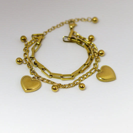 Anti Tarnish Heart Wraparound - Bracelet