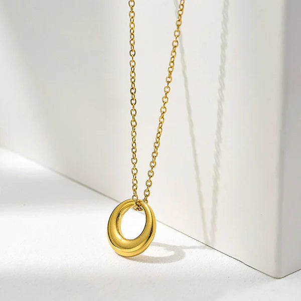 Anti Tarnish Geometric Circle - Necklace