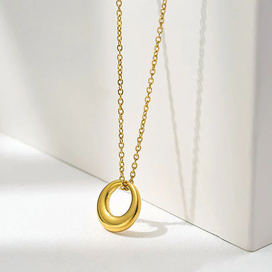 Anti Tarnish Geometric Circle - Necklace
